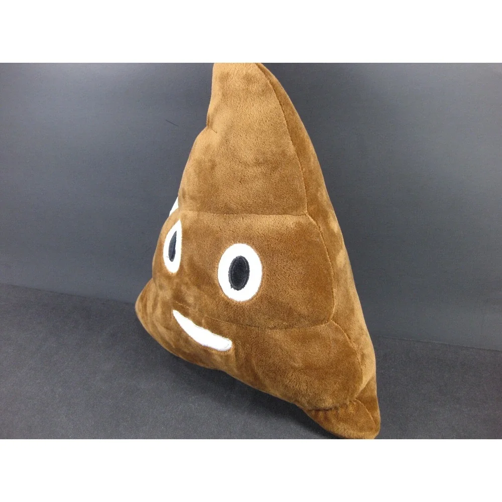 POOP Emoji Cushion Pillow Stitched FACE Brown Plush Stuffed‎ Velvet Feel TOY